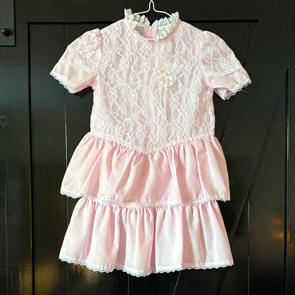 Sears Pink Lace Tiered Kids Formal Dress 4